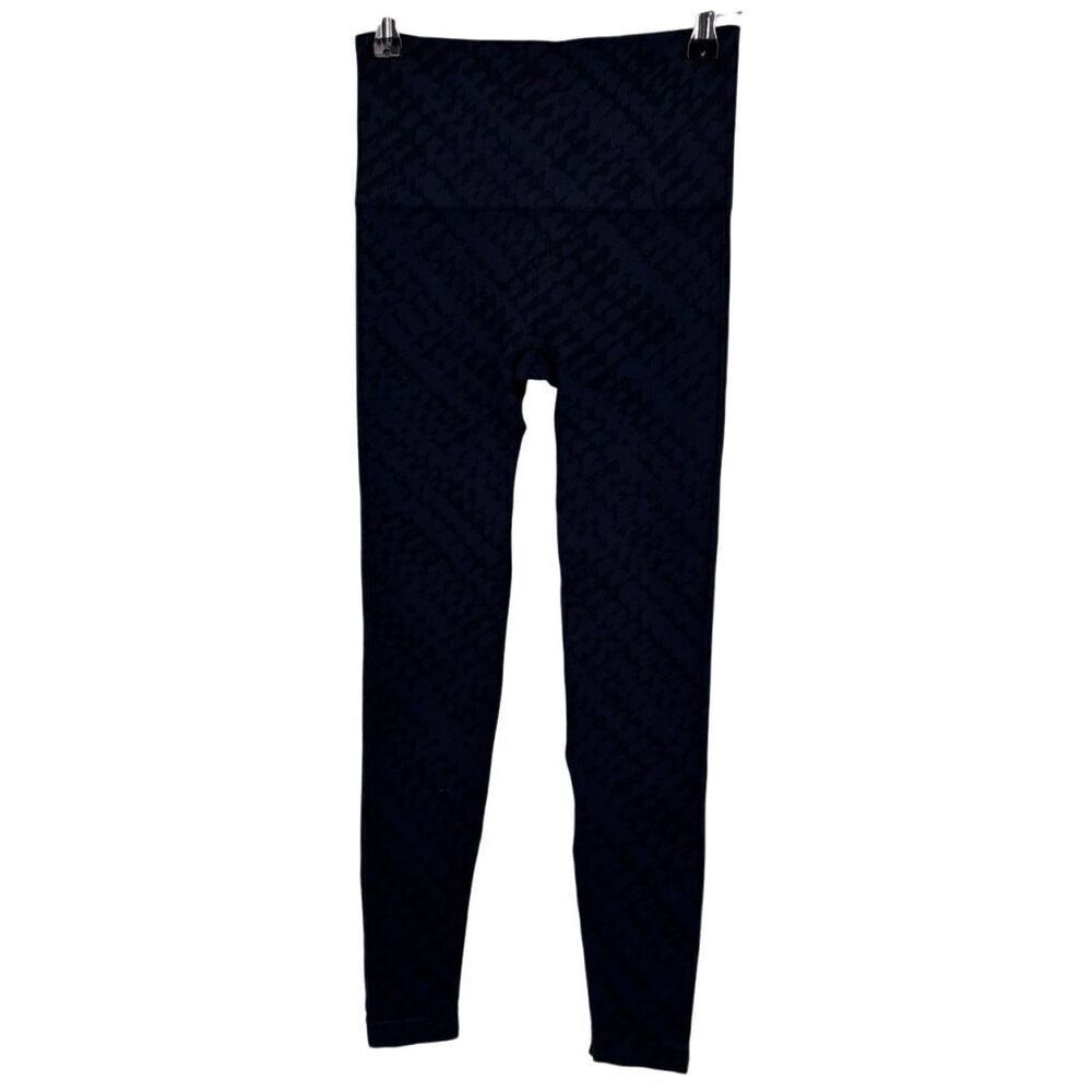 Spanx Seamless Leggings Blue & Black Design Size Small‎